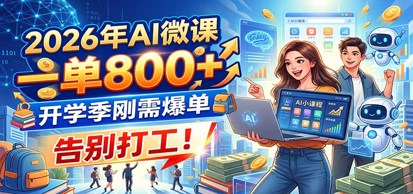 2026年AI微课,一单800+,开学季刚需爆单,告别打工!-我爱项目网