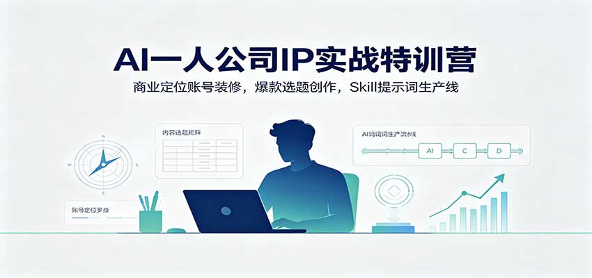 AI一人公司IP实战特训营：商业定位账号装修，爆款选题创作，Skill提示词生产线-我爱项目网