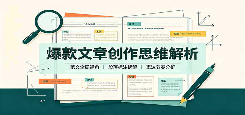 爆款文章创作思维解析：全局视角拆解范文，梳理行文逻辑，搭配真实拆文实操案例-我爱项目网