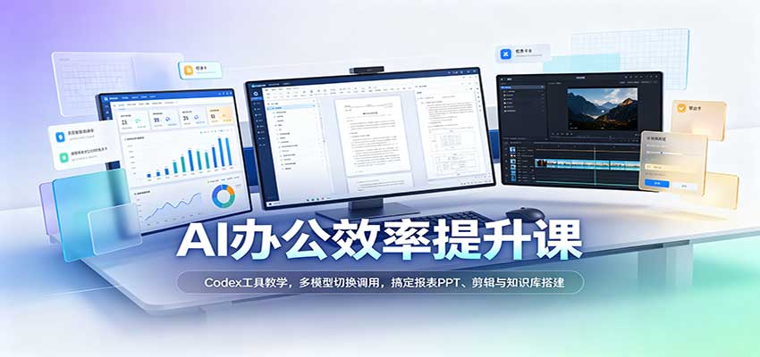 AI办公效率提升课：Codex工具教学，多模型切换调用，搞定报表PPT、剪辑与知识库搭建-我爱项目网