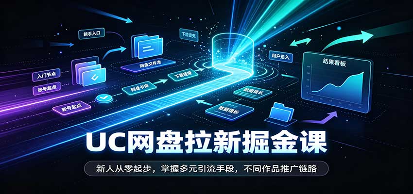 UC网盘拉新掘金课:新人从零起步,掌握多元引流手段,不同作品推广链路-我爱项目网