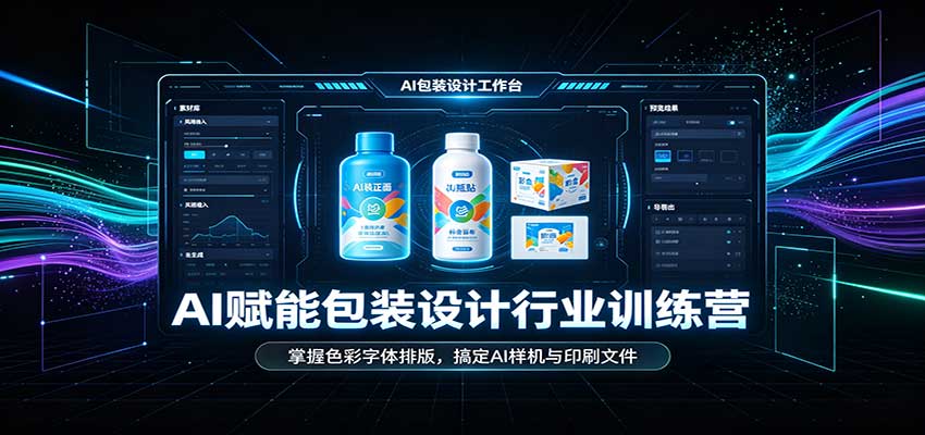 AI赋能包装设计行业训练营:掌握色彩字体排版,搞定AI样机与印刷文件-我爱项目网