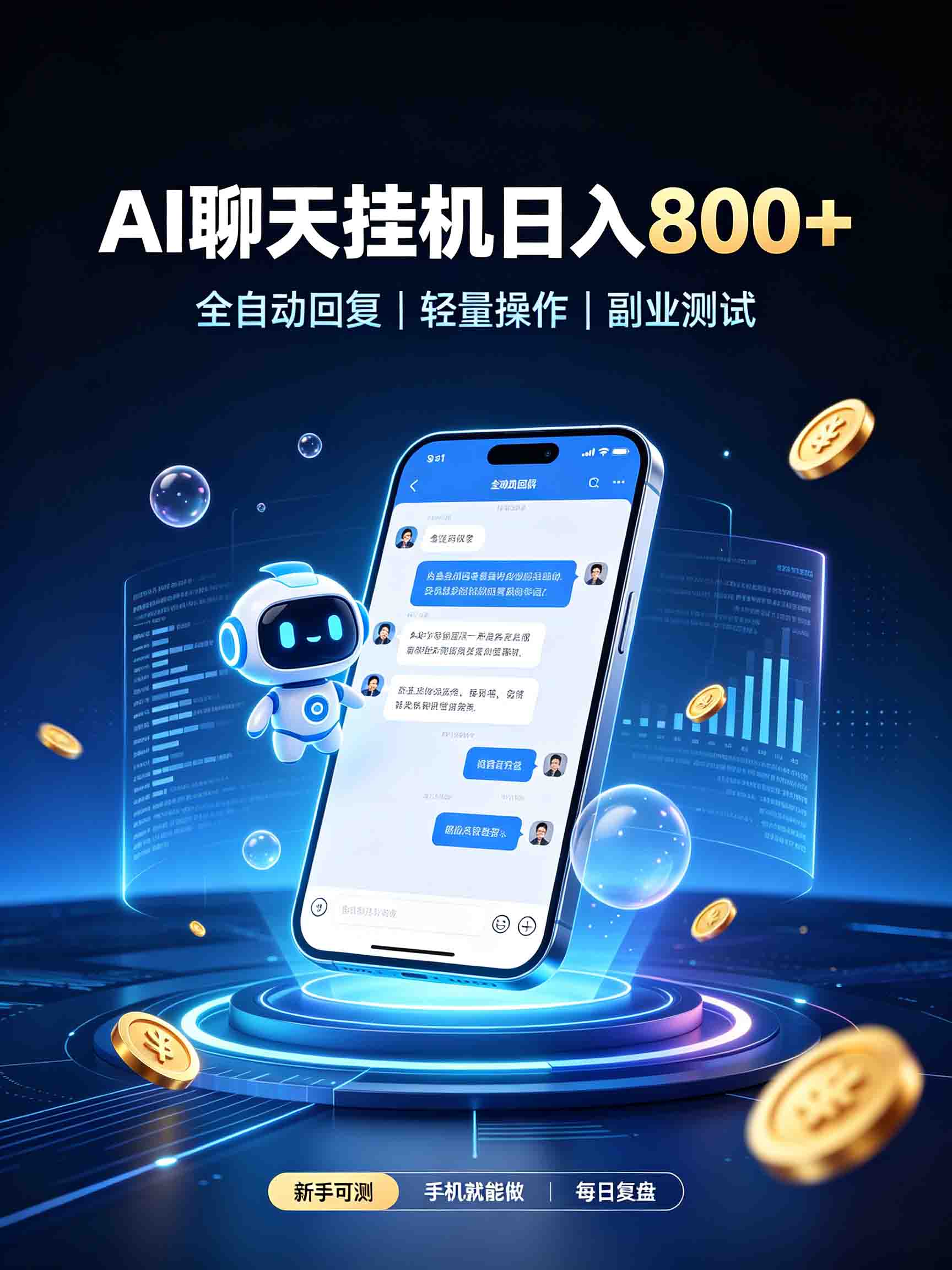 AI聊天挂机，日入800+，适用个人副业，工作室矩阵操作-我爱项目网