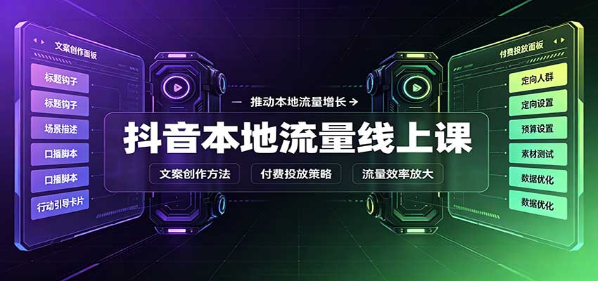抖音本地流量线上课：账号搭建拍摄剪辑，文案创作与付费投放教学-我爱项目网