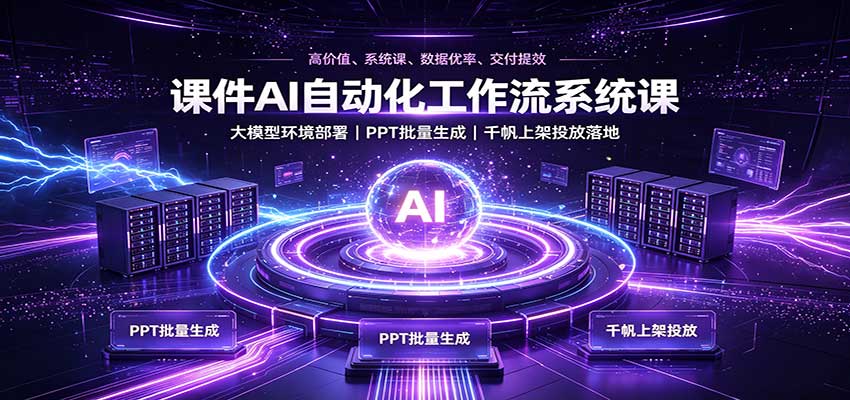 课件AI自动化工作流系统课：大模型环境部署，PPT批量生成，千帆上架投放落地-我爱项目网