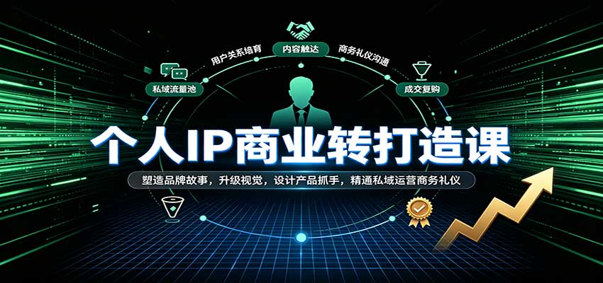 个人IP商业打造课：塑造品牌故事，升级视觉，设计产品抓手，精通私域运营商务礼仪-我爱项目网