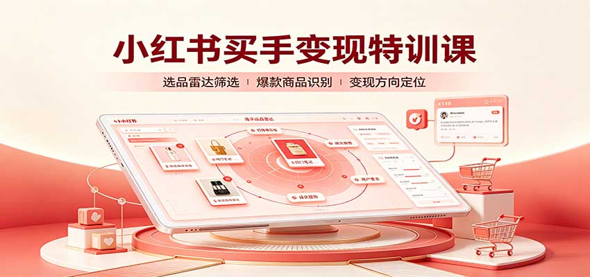 小红书买手变现特训课：账号定位养号起号，选品挂车，笔记标题封面全套教学-我爱项目网