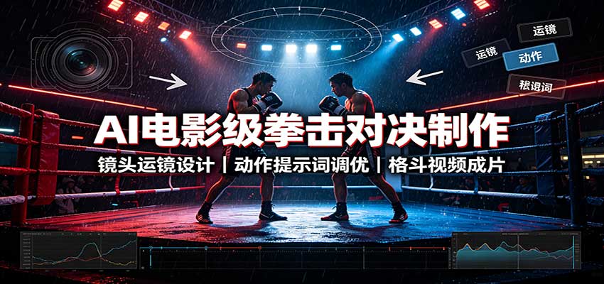 AI电影级拳击对决制作:镜头运镜设计,动作提示词调优,格斗视频成片-我爱项目网