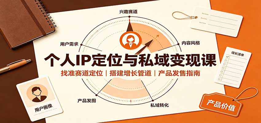 个人IP定位与私域变现课：找准赛道定位，搭建增长管道，产品发售指南-我爱项目网