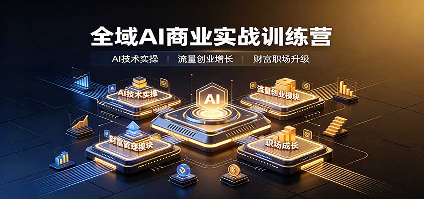 全域AI商业实战训练营：涵盖AI技术实操、流量创业、财富管理与职场成长全体系内容-我爱项目网