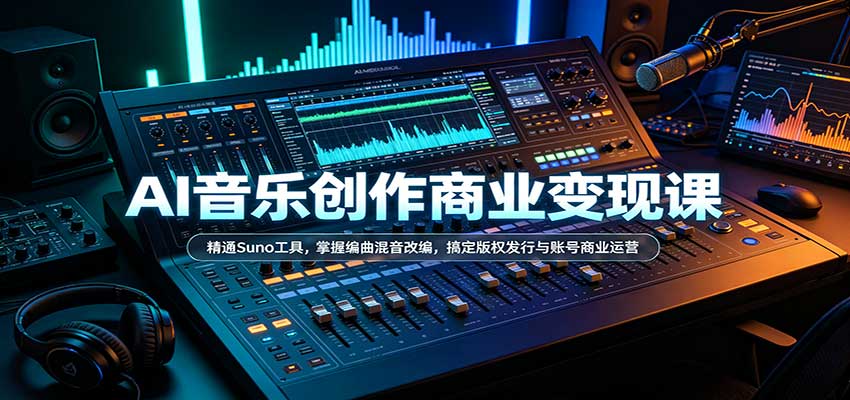 AI音乐创作商业变现课：精通Suno工具，掌握编曲混音改编，搞定版权发行与账号商业运营-我爱项目网