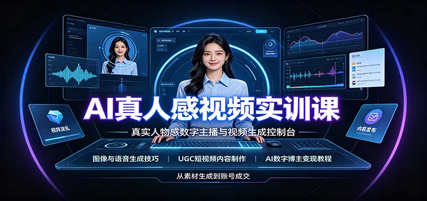 AI真人感视频实训课：图像语音生成，UGC内容制作，AI数字博主变现教程-我爱项目网