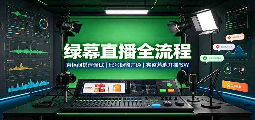 绿幕直播全流程：直播间搭建调试，账号橱窗开通，完整落地开播教程-我爱项目网