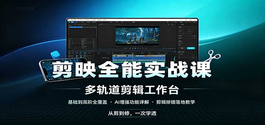 剪映全能实战课：基础到高阶全覆盖，AI增强功能，剪辑排错落地教学-我爱项目网