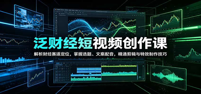 泛财经短视频创作课：解析财经赛道定位，掌握选题、文案配音，精通剪辑与特效制作技巧-我爱项目网