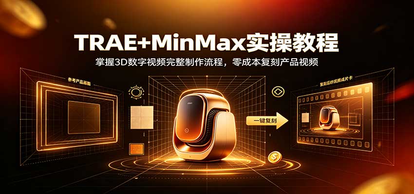 TRAE+MinMax实操教程:掌握3D数字视频完整制作流程,零成本复刻产品视频-我爱项目网