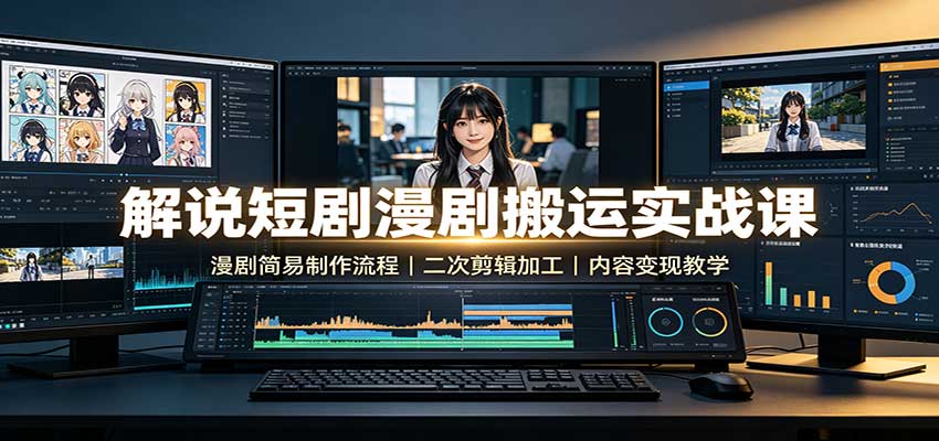 解说短剧漫剧搬运实战课:漫剧简易制作流程,二次剪辑加工,内容变现教学-我爱项目网