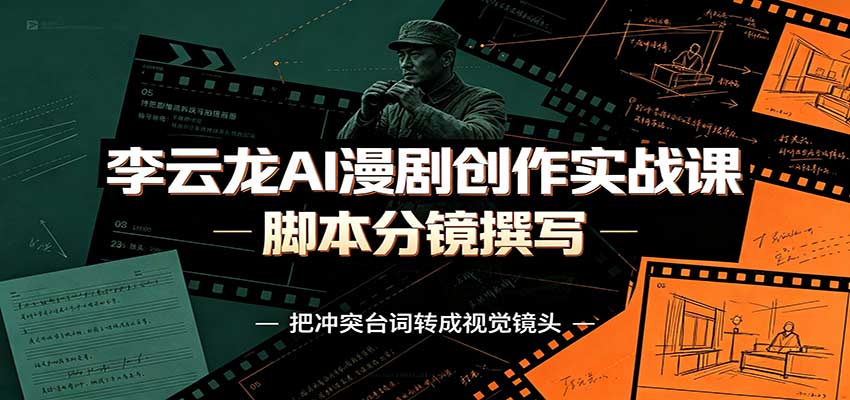 李云龙AI漫剧创作实战课:角色人设还原,脚本分镜撰写,AI漫剧成片完整制作教学-我爱项目网