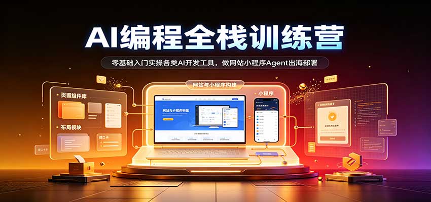 AI编程全栈训练营：：零基础入门实操各类AI开发工具，做网站小程序Agent出海部署-我爱项目网