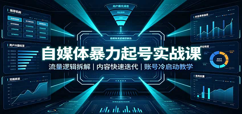 自媒体暴力起号实战课:流量逻辑拆解,内容快速迭代,账号冷启动教学-我爱项目网