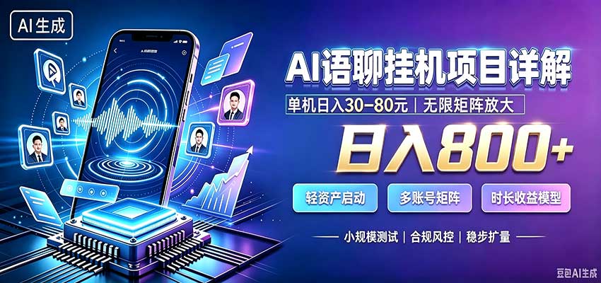 AI语聊挂机,日入800+,适用个人副业,工作室矩阵操作-我爱项目网