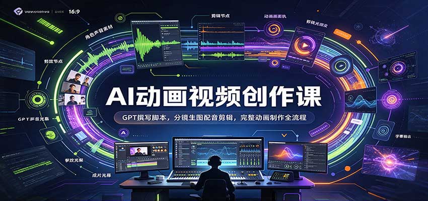 AI动画视频创作课:GPT撰写脚本,分镜生图配音剪辑,完整动画制作全流程-我爱项目网