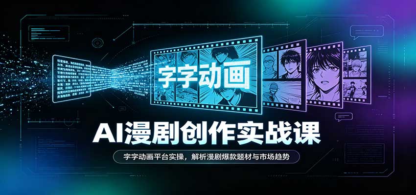 AI漫剧创作实战课:字字动画平台实操,解析漫剧爆款题材与市场趋势-我爱项目网