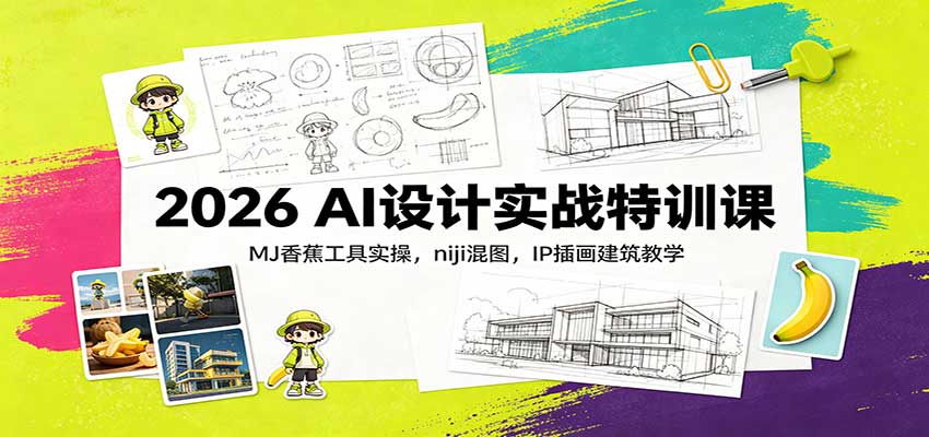 2026 AI设计实战特训课:MJ香蕉工具实操,niji混图,IP插画建筑教学-我爱项目网