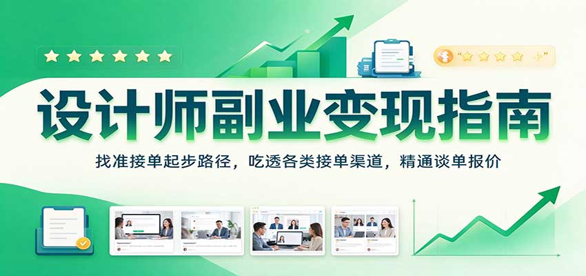 设计师副业变现指南：找准接单起步路径，吃透各类接单渠道，精通谈单报价-我爱项目网