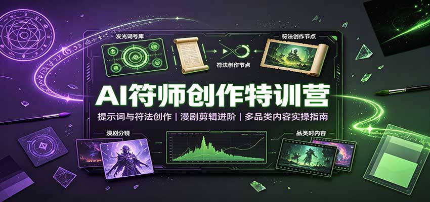 AI符师创作特训营：提示词与符法创作，漫剧剪辑进阶，多品类内容实操指南-我爱项目网