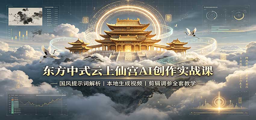 东方中式云上仙宫AI创作实战课：国风提示词解析，本地生成视频，剪辑调参全套教学-我爱项目网