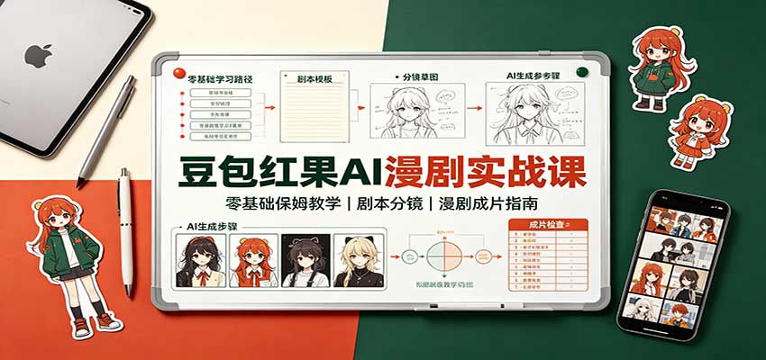 豆包红果AI漫剧实战课：零基础保姆教学，剧本分镜，漫剧成片指南-我爱项目网