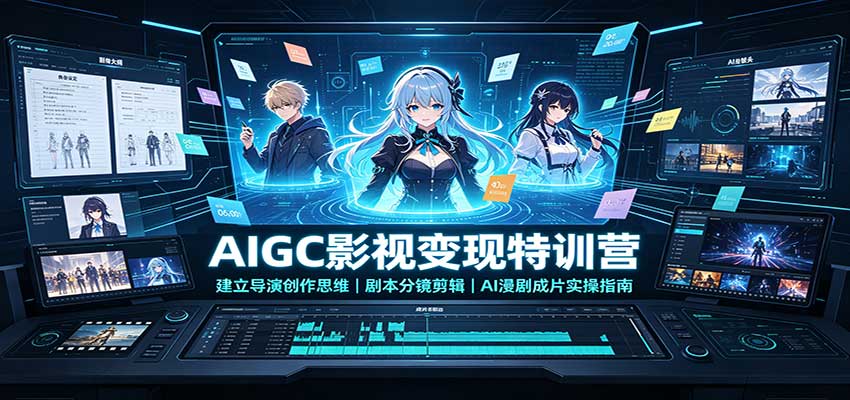 AIGC影视变现特训营：建立导演创作思维，剧本分镜剪辑，AI漫剧成片实操指南-我爱项目网
