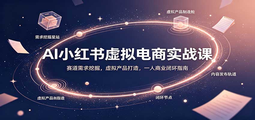 AI小红书虚拟电商实战课：赛道需求挖掘，虚拟产品打造，一人商业闭环指南-我爱项目网
