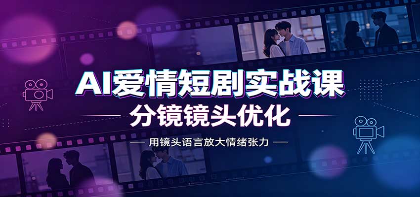 AI爱情短剧实战课：故事剧本创作，分镜镜头优化，智能体提示词-我爱项目网