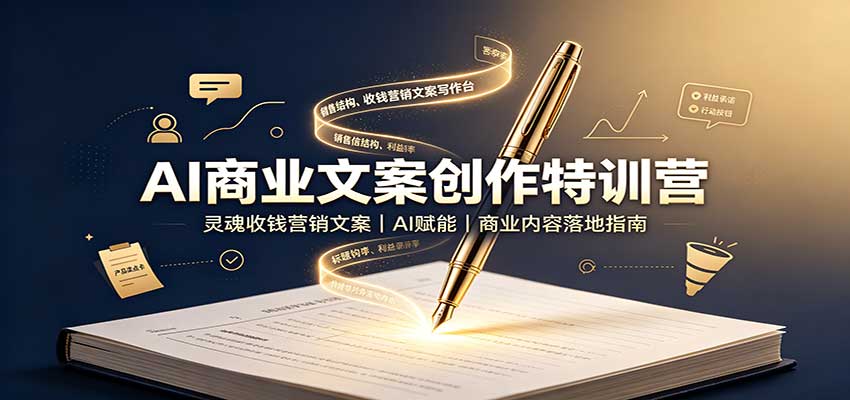 AI商业文案创作特训营：灵魂收钱营销文案，AI赋能，商业内容落地指南-我爱项目网