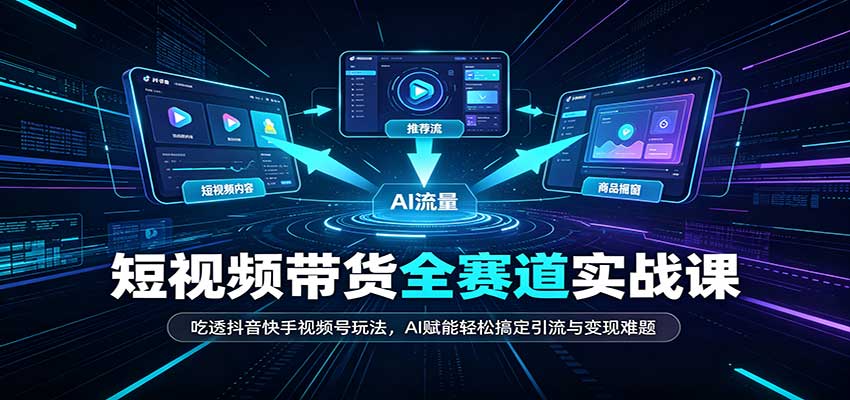 短视频带货全赛道：吃透抖音快手视频号玩法，AI赋能轻松搞定引流与变现难题-我爱项目网