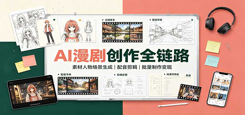 AI漫剧创作全链路：素材人物场景生成，配音剪辑，批量制作变现-我爱项目网