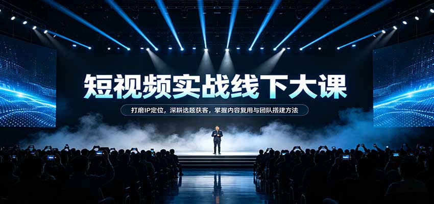 短视频实战线下大课：打磨IP定位，深耕选题获客，掌握内容复用与团队搭建方法-我爱项目网