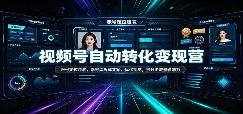 视频号自动转化变现营：账号定位包装，素材库拆解文案，优化视觉，提升IP流量影响力-我爱项目网