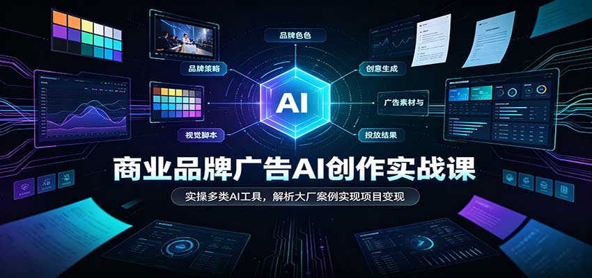 商业品牌广告AI创作实战课：实操多类AI工具，解析大厂案例实现项目变现-我爱项目网