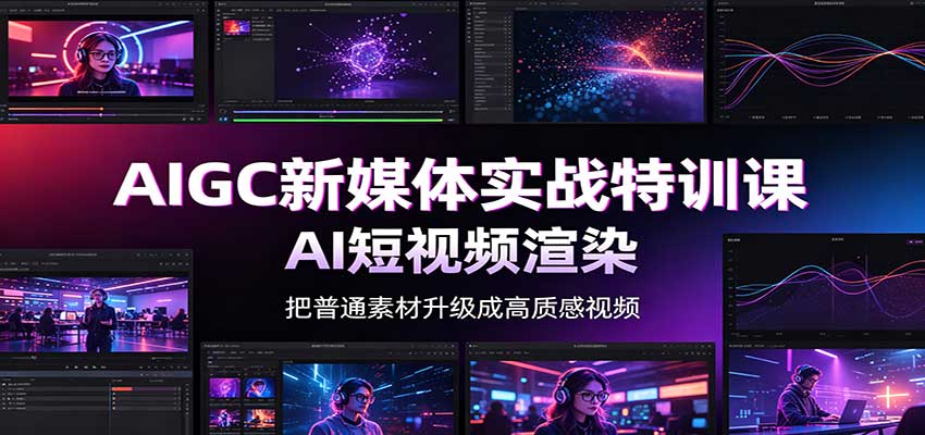 AIGC新媒体实战特训课：工具入门实操，AI短视频渲染，数字人商业视频制作-我爱项目网