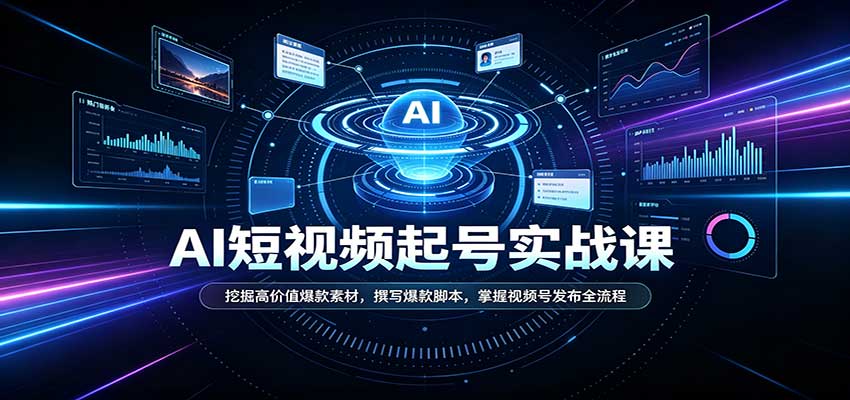 短视频AI起号实战课：挖掘高价值爆款素材，撰写爆款脚本，掌握视频号发布全流程-我爱项目网