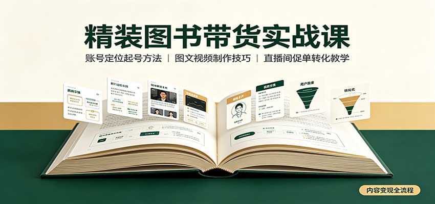 精装图书带货实战课：账号定位起号方法，图文视频制作，促单转化教学-我爱项目网