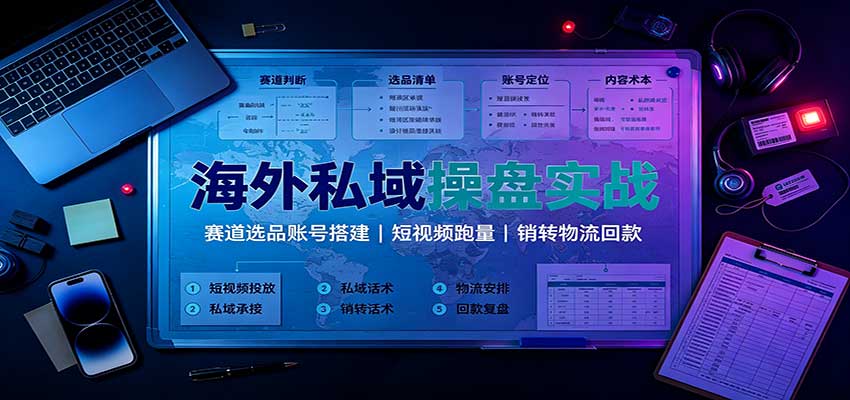 海外私域操盘实战：赛道选品账号搭建，短视频跑量，销转物流回款-我爱项目网
