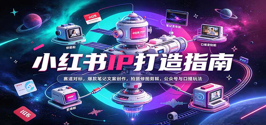 小红书IP打造指南:赛道对标,爆款笔记文案创作,拍摄修图剪辑,公众号与口播玩法-我爱项目网