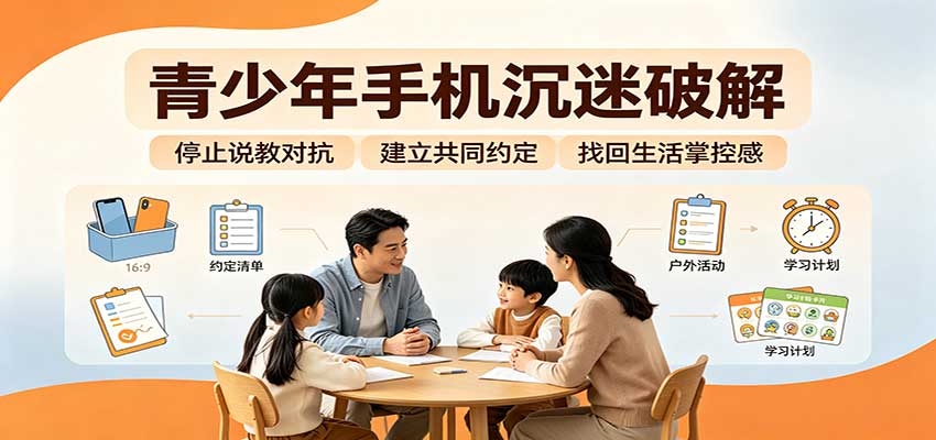 青少年手机沉迷破解:跳出管控说教思维,六步法引导孩子夺回注意力掌控权-我爱项目网