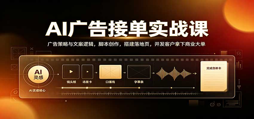 AI广告接单实战：广告策略与文案逻辑，脚本创作，搭建落地页，开发客户拿下商业大单-我爱项目网
