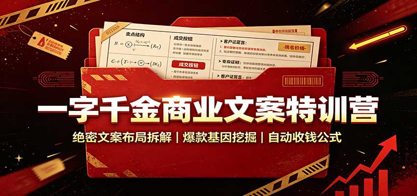 一字千金商业文案特训营：绝密文案布局拆解，爆款基因挖掘，自动收钱公式-我爱项目网