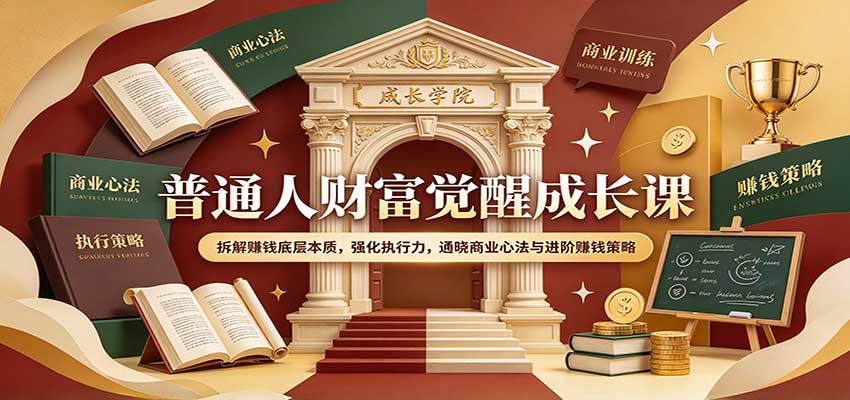 普通人财富觉醒成长课:拆解赚钱底层本质,强化执行力,通晓商业心法与进阶赚钱策略-我爱项目网